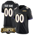 Custom B.Ravens Active Player Black 2023 F.U.S.E. AFC North Champions Vapor Limited Stitched Football American Jersey