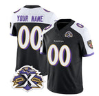Custom B.Ravens Active Player Black White 2023 F.U.S.E With Patch Throwback Vapor Limited Stitched Football American Jersey