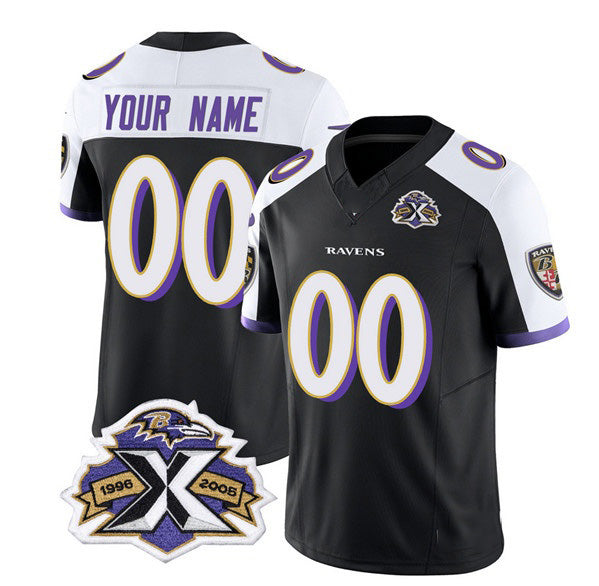 Custom B.Ravens Active Player Black White 2023 F.U.S.E With Patch Throwback Vapor Limited Stitched Football American Jersey