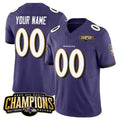 Custom B.Ravens Active Player Purple 2023 F.U.S.E. AFC North Champions Vapor Limited Stitched Football American Jersey