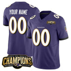 Custom B.Ravens Active Player Purple 2023 F.U.S.E. AFC North Champions Vapor Limited Stitched Football American Jersey