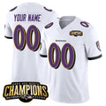 Custom B.Ravens Active Player White 2023 F.U.S.E. AFC North Champions Vapor Limited Stitched Football American Jersey