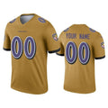Custom B.Ravens Gold Inverted Legend Stitched Football American Jersey