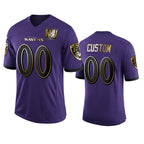 Custom B.Ravens Purple Team 25th Season Golden Limited Stitched Football American Jersey