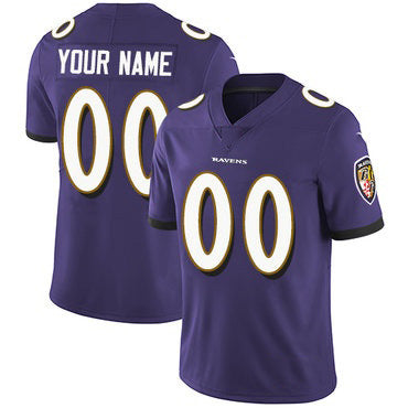 Custom B.Ravens Purple Vapor Untouchable Player Limited Stitched Football American Jersey