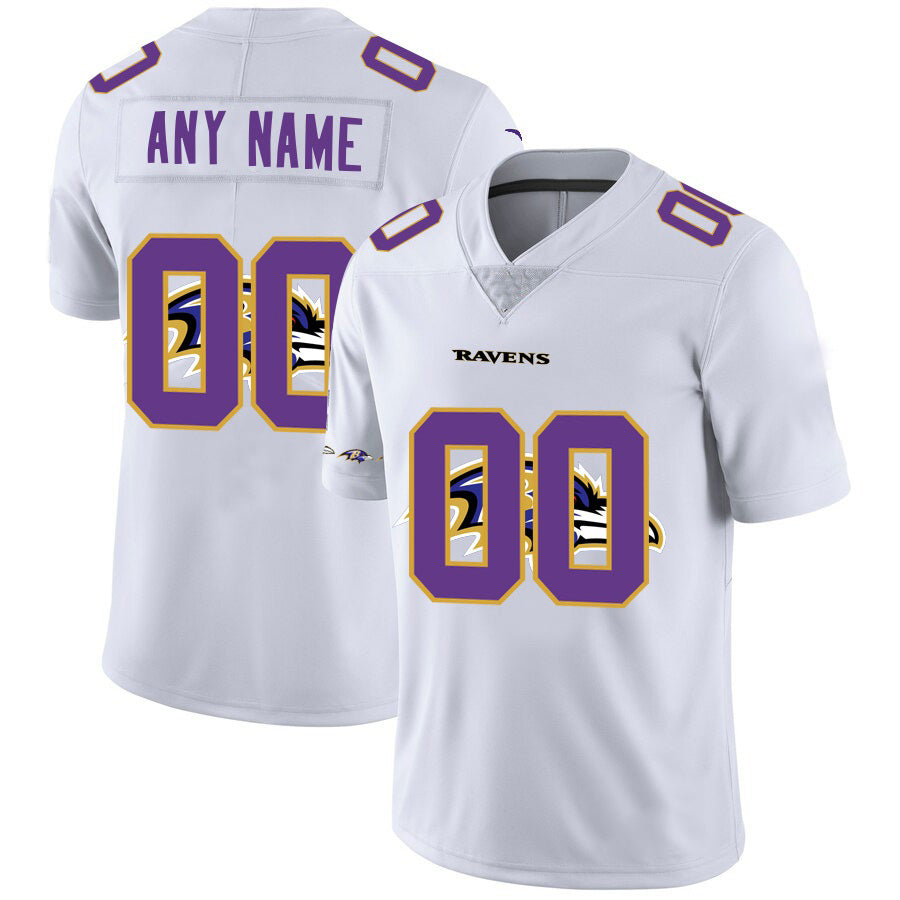 Custom B.Ravens White Team Big Logo Vapor Untouchable Limited Stitched Football American Jersey