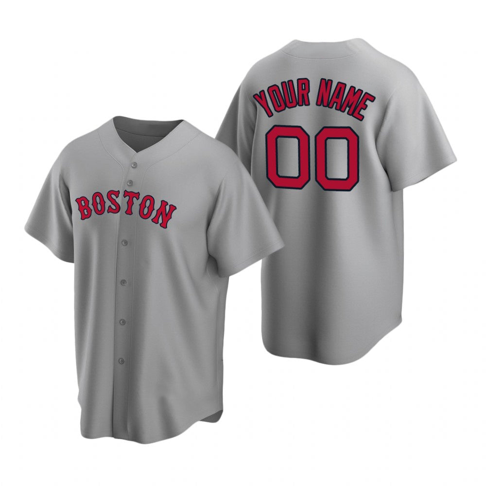 Custom Boston Red Sox Gray Stitched Cool Base Road Baseball Jersey