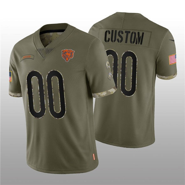 Custom C.Bears ACTIVE PLAYER 2022 Olive Salute To Service Limited Stitched Football American Jersey