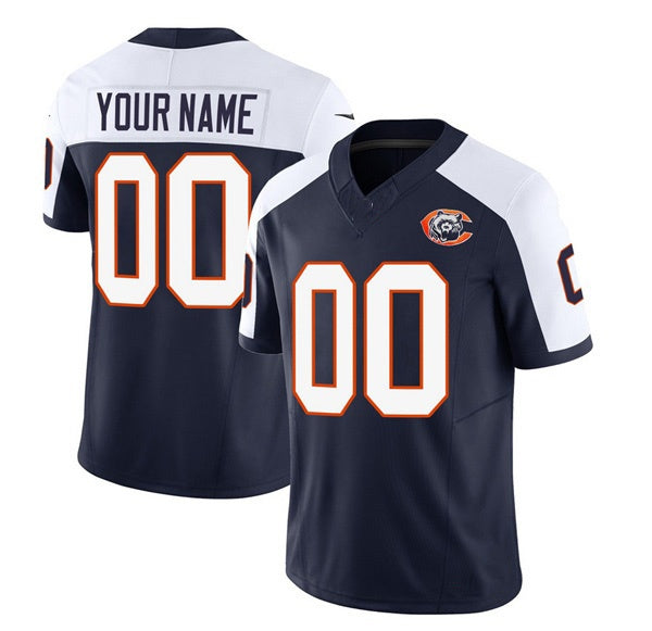 Custom C.Bears Active Player 2023 F.U.S.E. Navy White Throwback Limited Stitched Football American Jersey