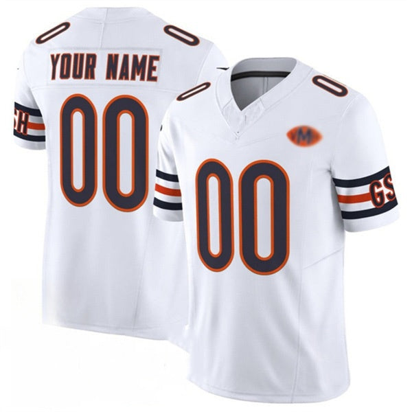 Custom C.Bears Active Player White 2025 F.U.S.E. With VMH Patch Vapor Untouchable Limited Stitched Football American Jersey