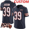 Custom C.Bears Navy Blue Team Color 100th Season Vapor Stitched Football American Jersey