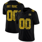Custom C.Bengals Black Leopard Print Fashion Vapor Limited Stitched Football American Jersey