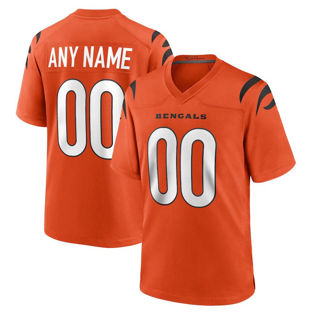 Custom C.Bengals Orange Alternate Game Stitched Football American Jersey