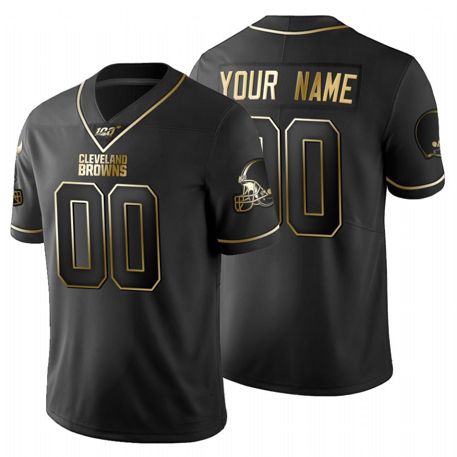 Custom C.Browns Black Golden Limited 100 Stitched Football American Jersey