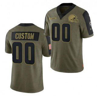Custom C.Browns Olive ACTIVE PLAYER 2021 Salute To Service Limited Stitched Football American Jersey