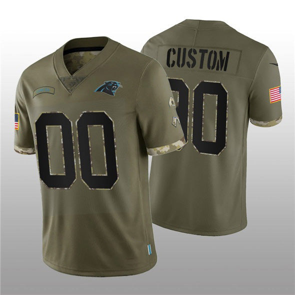 Custom C.Panthers ACTIVE PLAYER 2022 Olive Salute To Service Limited Stitched Football American Jersey