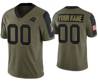 Custom C.Panthers Olive ACTIVE PLAYER 2021 Salute To Service Limited Stitched Football American Jersey