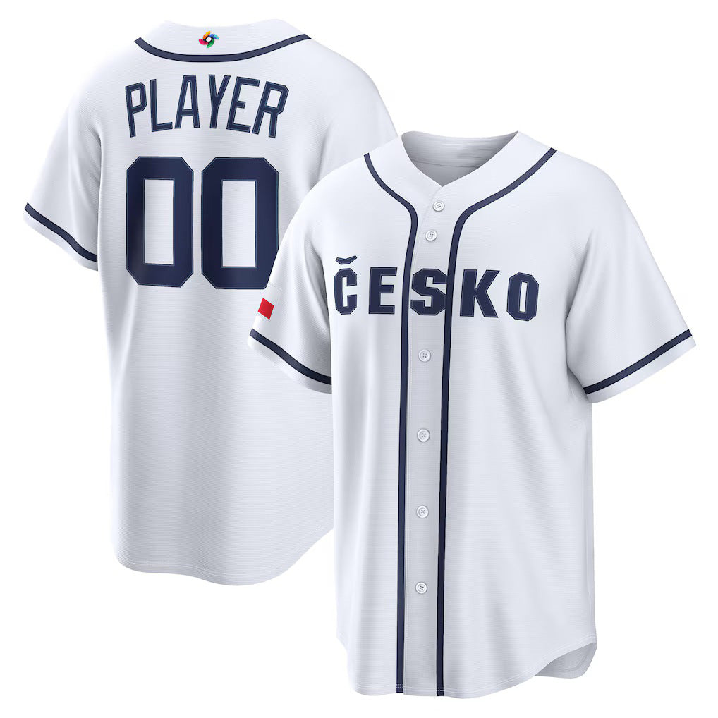 Custom Czech Republic Baseball 2026 World Baseball Classic Home Pick-A-Player Jersey - White
