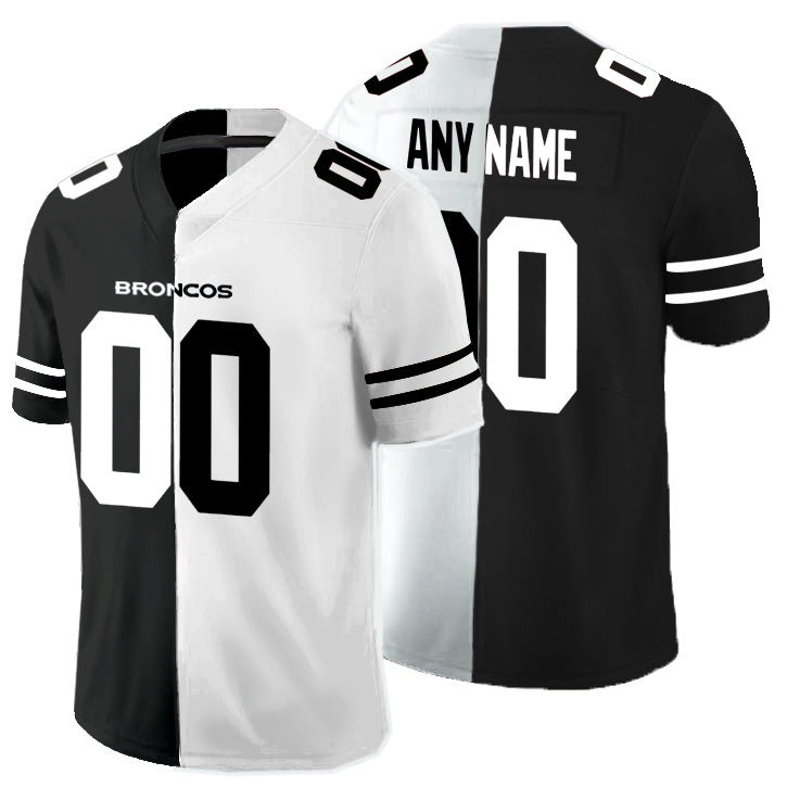 Custom D.Broncos Black And White Split Vapor Untouchable Limited Stitched Football American Jersey