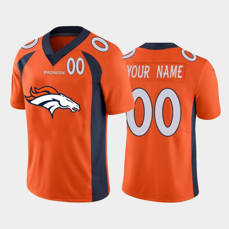 Custom D.Broncos Orange Team Big Logo Number Vapor Untouchable Limited Stitched Football American Jersey