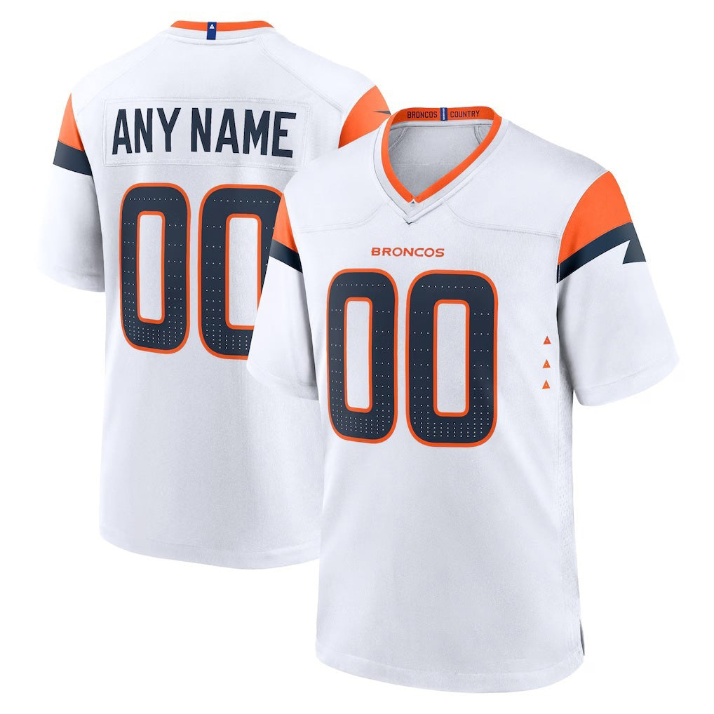 Custom D.Broncos White Mile High Collection Game Stitched Football American Jersey