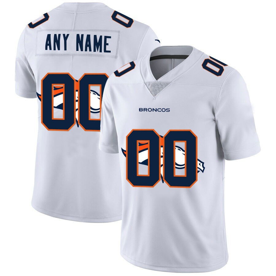 Custom D.Broncos White Team Big Logo Vapor Untouchable Limited Stitched Football American Jersey