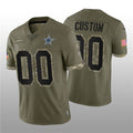 Custom D.Cowboys ACTIVE PLAYER 2022 Olive Salute To Service Limited Stitched Football American Jersey