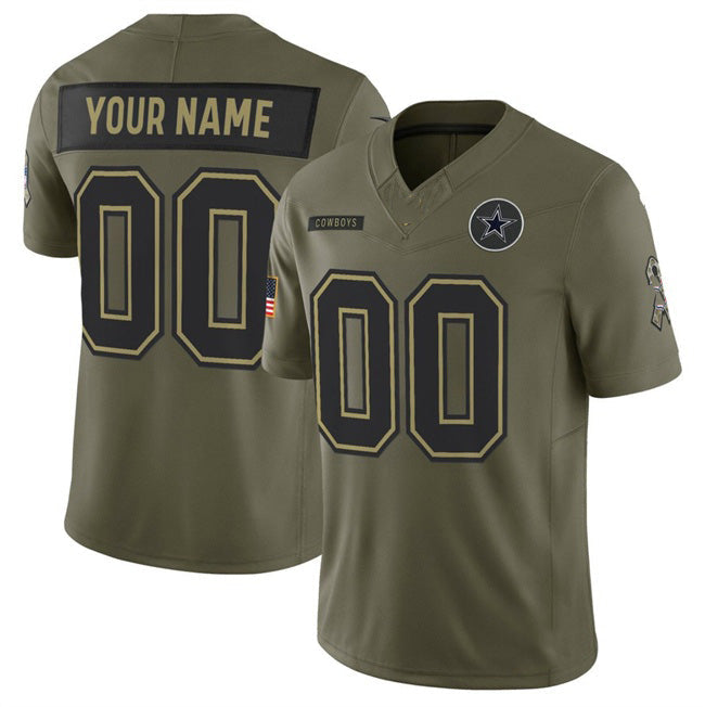Custom D.Cowboys Active Player Olive 2025 F.U.S.E. Salute to Service Limited Stitched Football American Jersey
