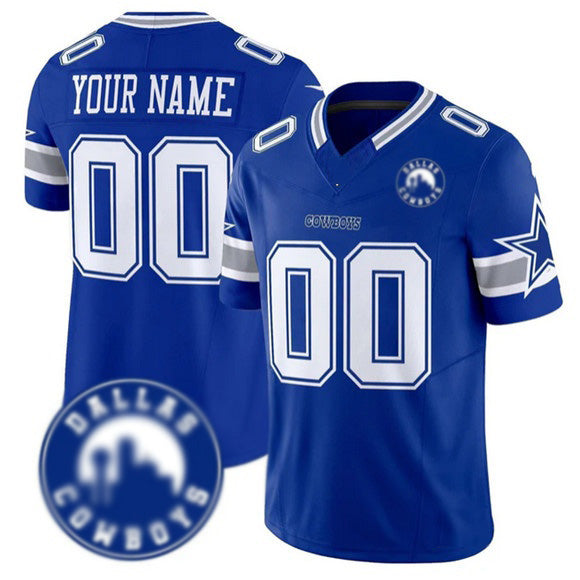 Custom D.Cowboys Active Player Royal 2025 F.U.S.E Dallas City Patch Vapor Untouchable Limited Game Stitched Football American Jersey