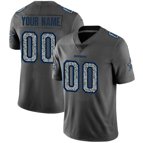 Custom D.Cowboys Gray Static Vapor Untouchable Stitched Football American Jersey