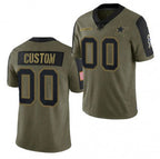 Custom D.Cowboys Olive ACTIVE PLAYER 2021 Salute To Service Limited Stitched Football American Jersey