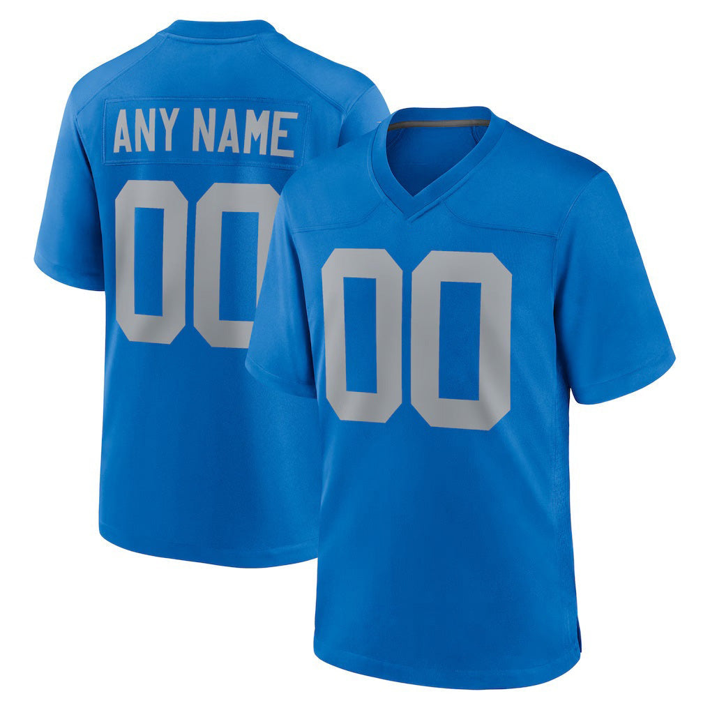 Custom D.Lions Blue Alternate Game Stitched Football American Jersey