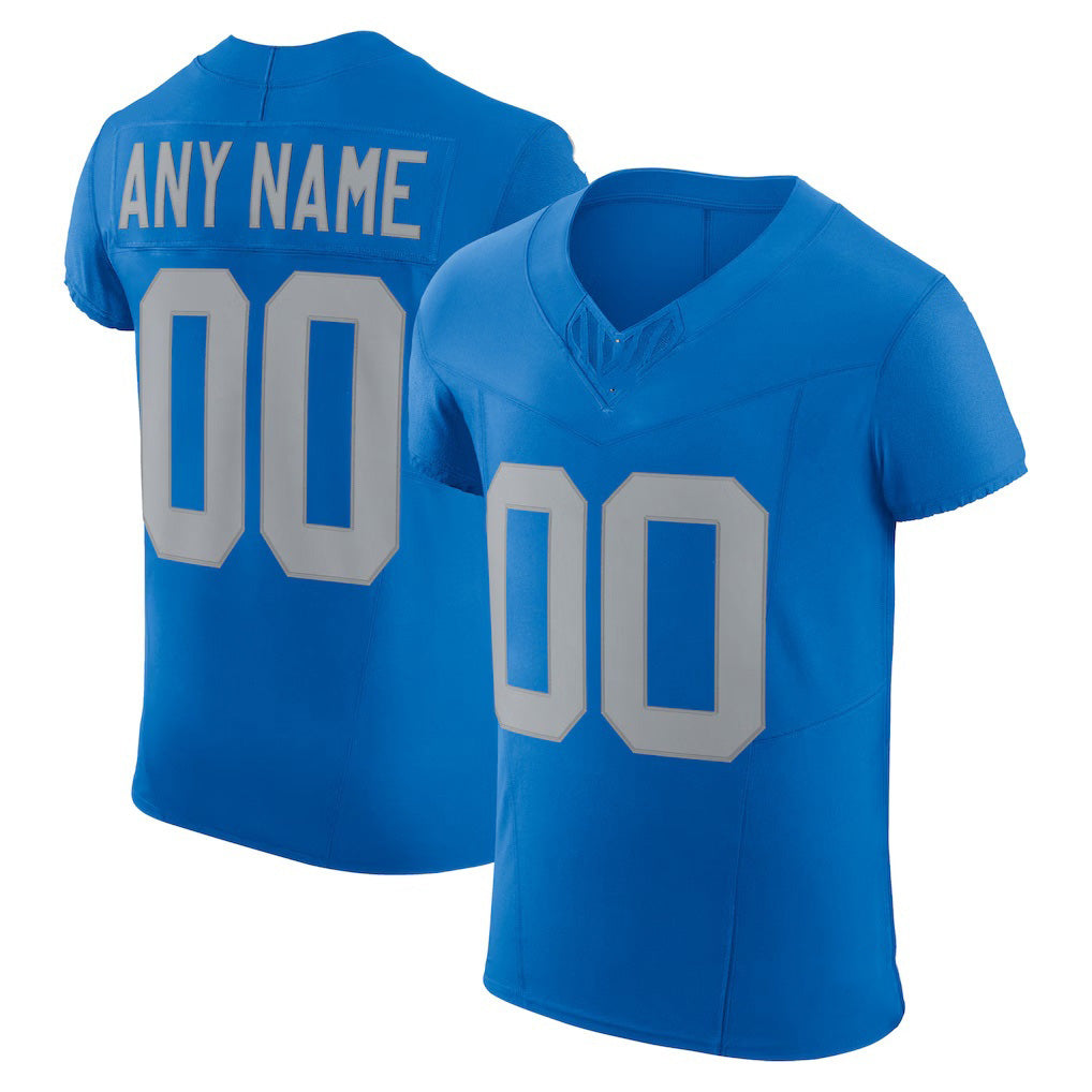 Custom D.Lions Blue Alternate Vapor F.U.S.E. Elite Stitched Football American Jersey