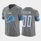 Custom D.Lions Gray Team Big Logo Vapor Untouchable Limited Stitched Football American Jersey