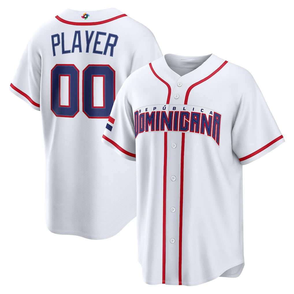 Custom Dominican Republic Baseball 2026 World Baseball Classic Home Pick-A-Player Jersey - White