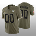 Custom GB.Packers ACTIVE PLAYER 2022 Olive Salute To Service Limited Stitched Football American Jersey