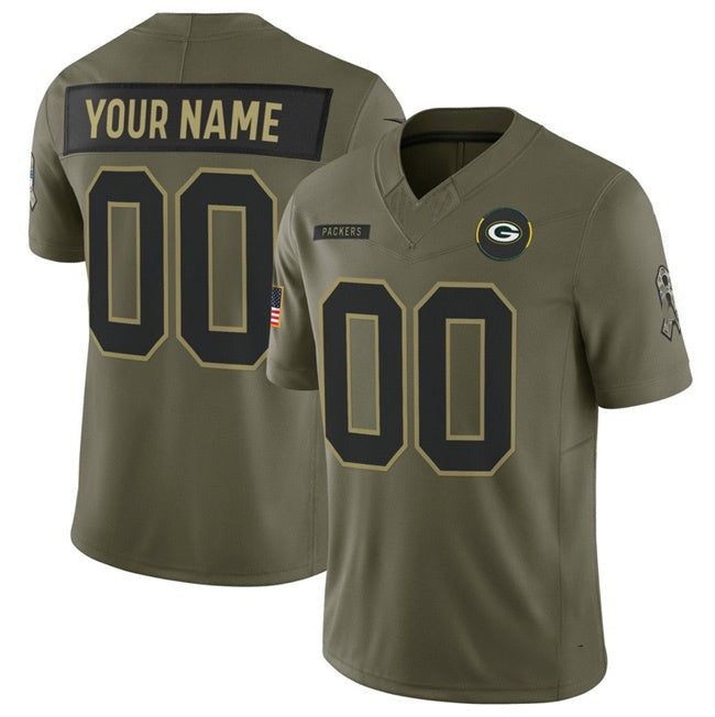Custom GB.Packers Active Player Olive 2025 F.U.S.E. Salute to Service Limited Stitched Football American Jersey