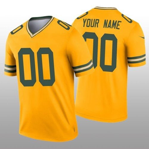 Custom GB.Packers Gold Inverted Legend Stitched Football American Jersey