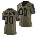 Custom GB.Packers Olive ACTIVE PLAYER 2021 Salute To Service Limited Stitched Football American Jersey
