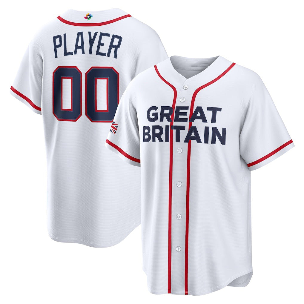Custom Great Britain Baseball 2026 World Baseball Classic Home Pick-A-Player Jersey - White