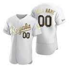Custom Kansas City Royals White Stitched Flex Base Golden Edition Baseball Jersey