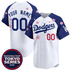 Custom Los Angeles Dodgers Active Player White Royal 2025 Tokyo Series Limited Stitched Baseball Jersey