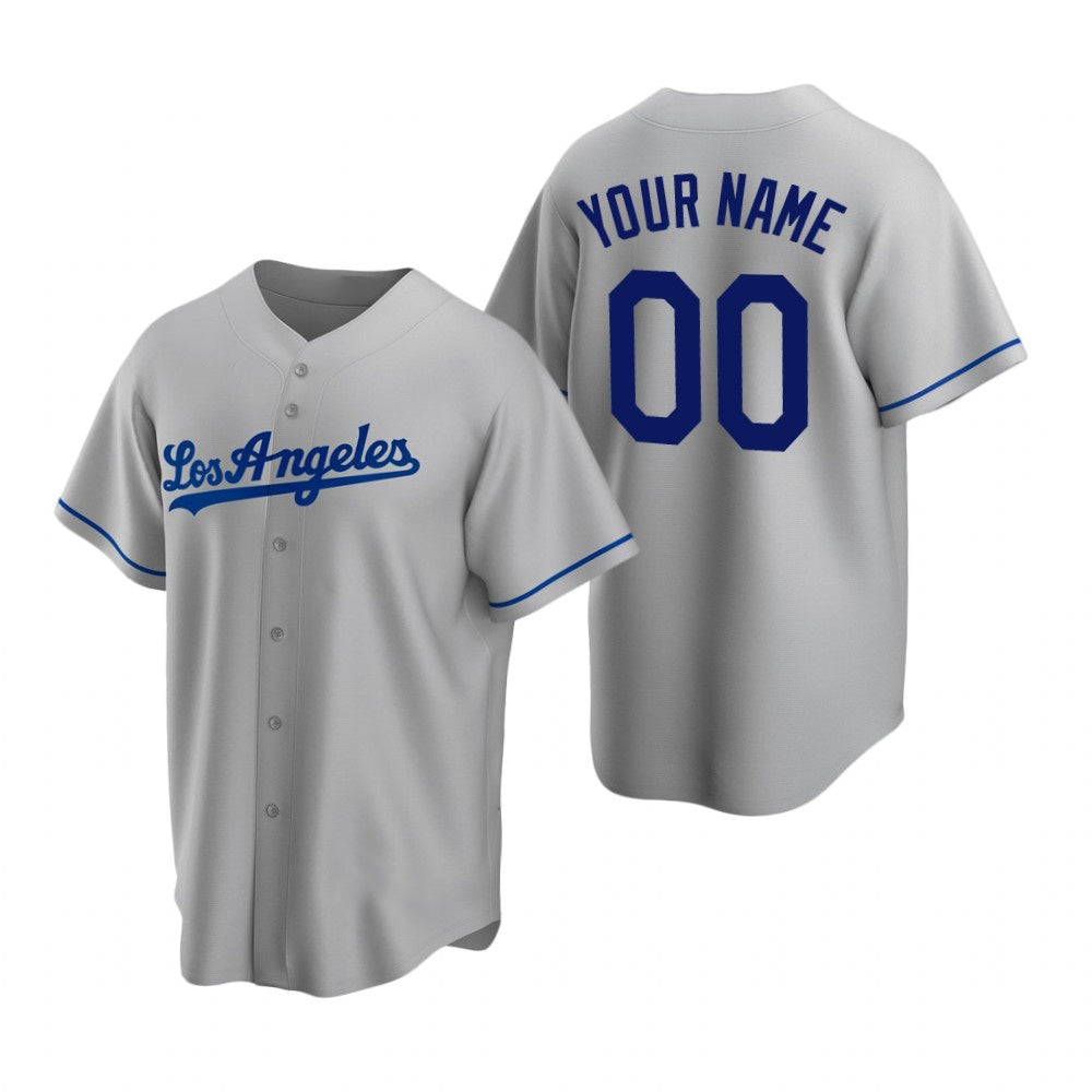 Custom Los Angeles Dodgers Gray Stitched Cool Base Road Baseball Jersey