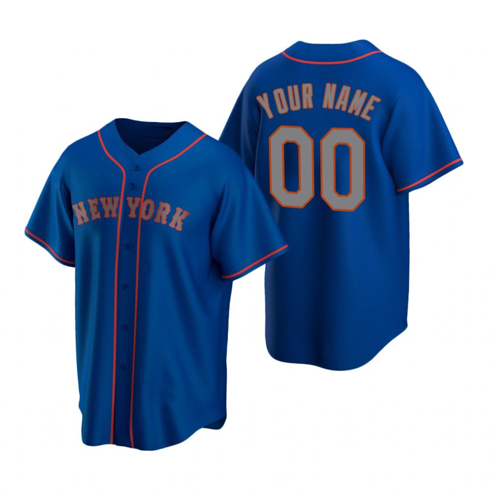 Custom New York Mets Royal Stitched Cool Base Road Baseball jersey