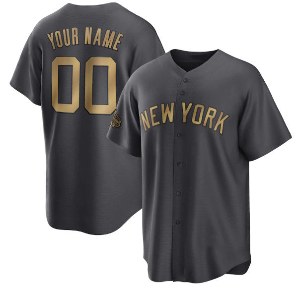 Custom New York Yankees Active Player Charcoal 2022 All-Star Cool Base Stitched Baseball Jersey