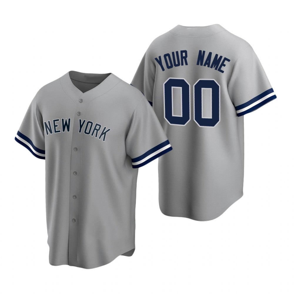 Custom New York Yankees Gray Stitched Cool Base Road Baseball Jersey