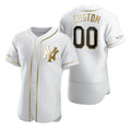 Custom New York Yankees White Stitched Flex Base Golden Edition Baseball Jersey