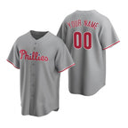 Custom Philadelphia Phillies Gray Stitched Cool Base Road Baseball Jersey
