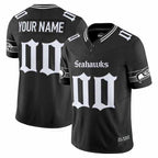 Custom S.Seahawks Active Player Black 2025 F.U.S.E. 'Gothic Rain City Shadows Edition' Vapor Limited Stitched Jersey