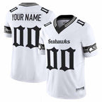 Custom S.Seahawks Active Player White 2025 F.U.S.E. 'Gothic Rain City Shadows Edition' Vapor Limited Stitched Jersey